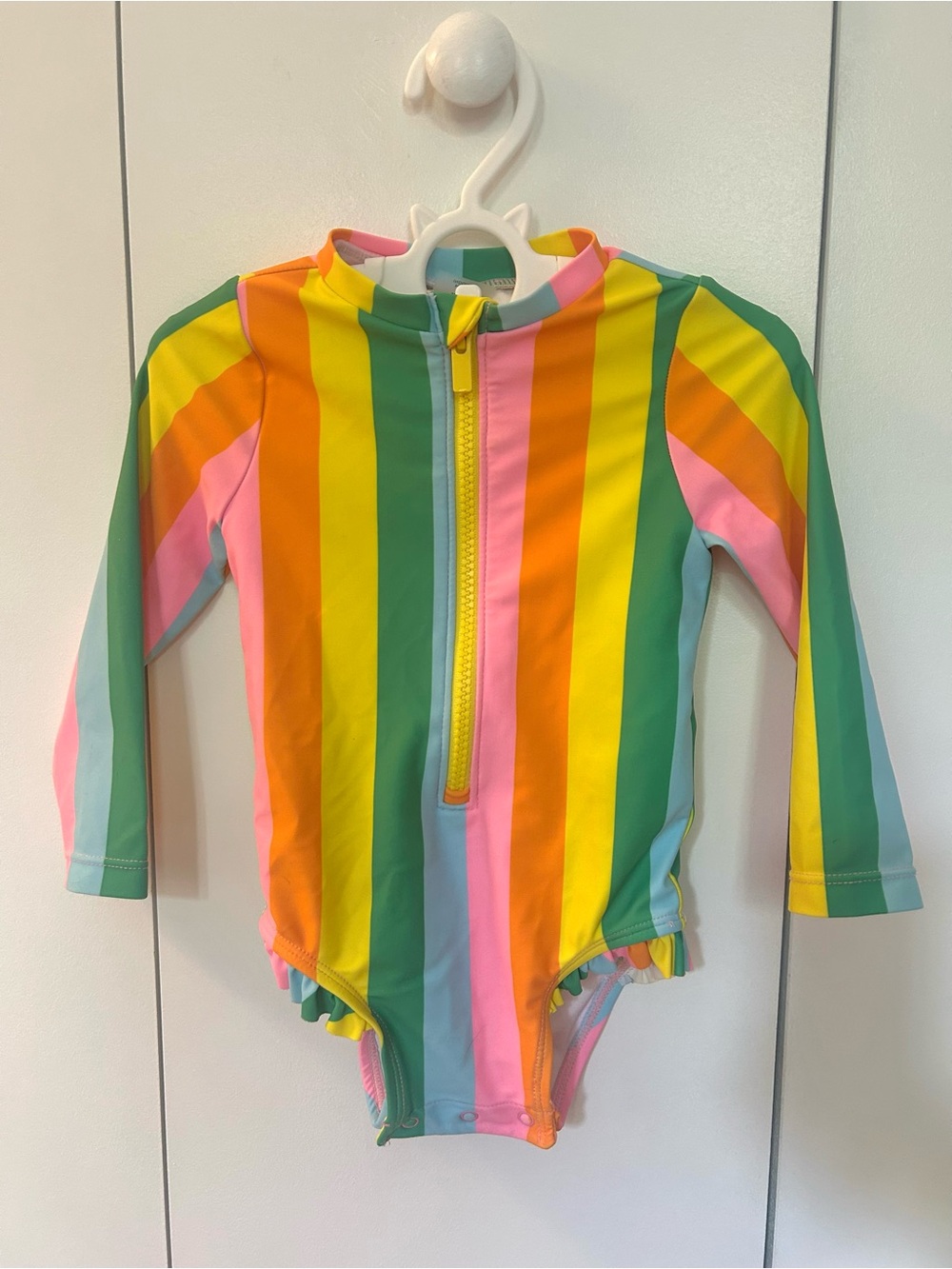 Old Navy Multicolor Rainbow Stripe Zippered Toddler Swimsuit